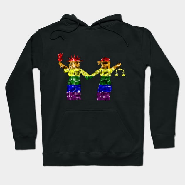 Sparkly Rainbow Liberty & Justice Hoodie by dreadfulpenny